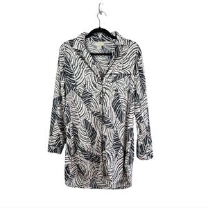 CYNTHIA‎ ROWLEY Sleepwear Palm Print Button-up Nightshirt Black Women’s Size M